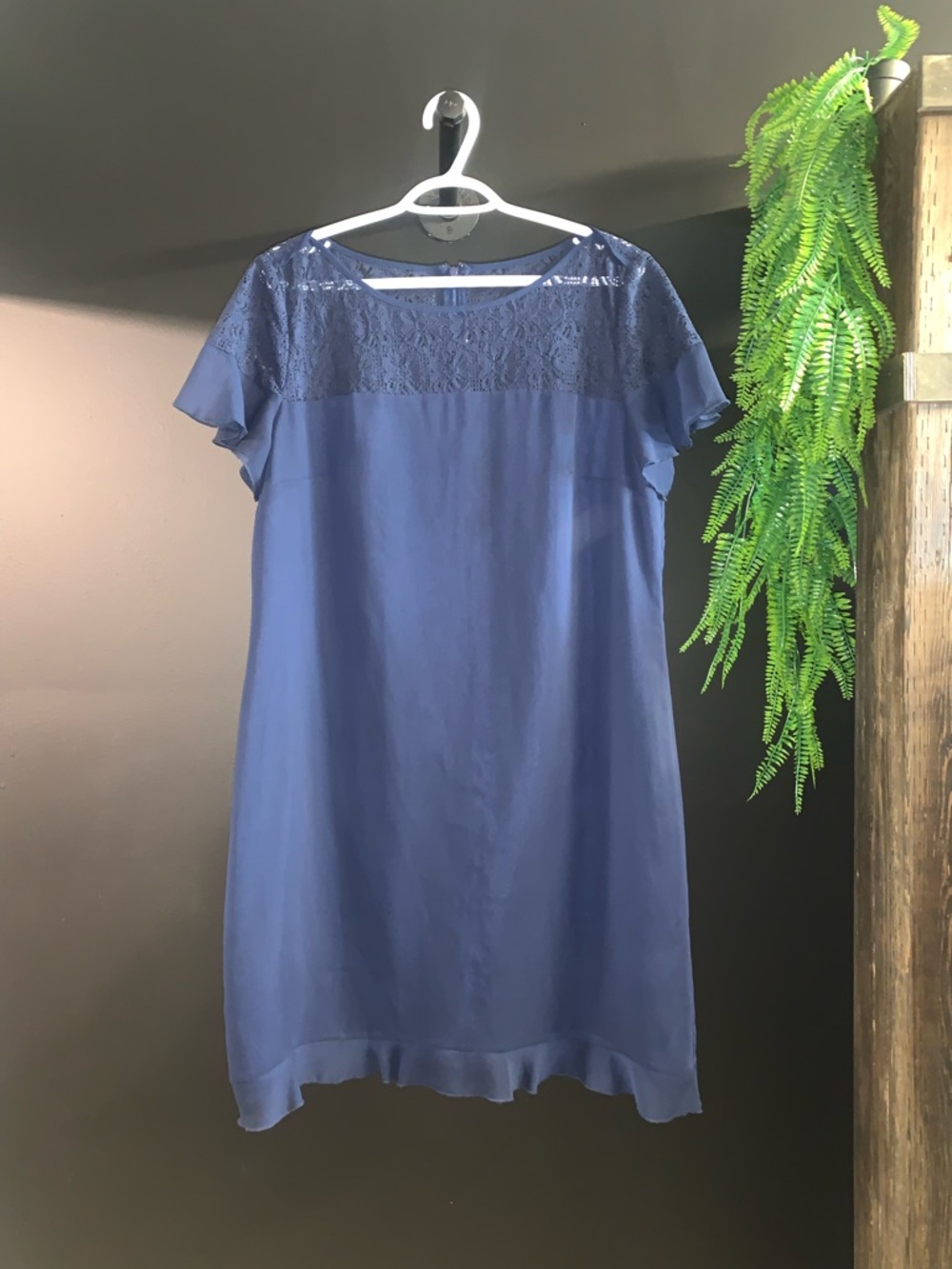 Karl Lagerfeld Navy Lace Yoke Shift Dress